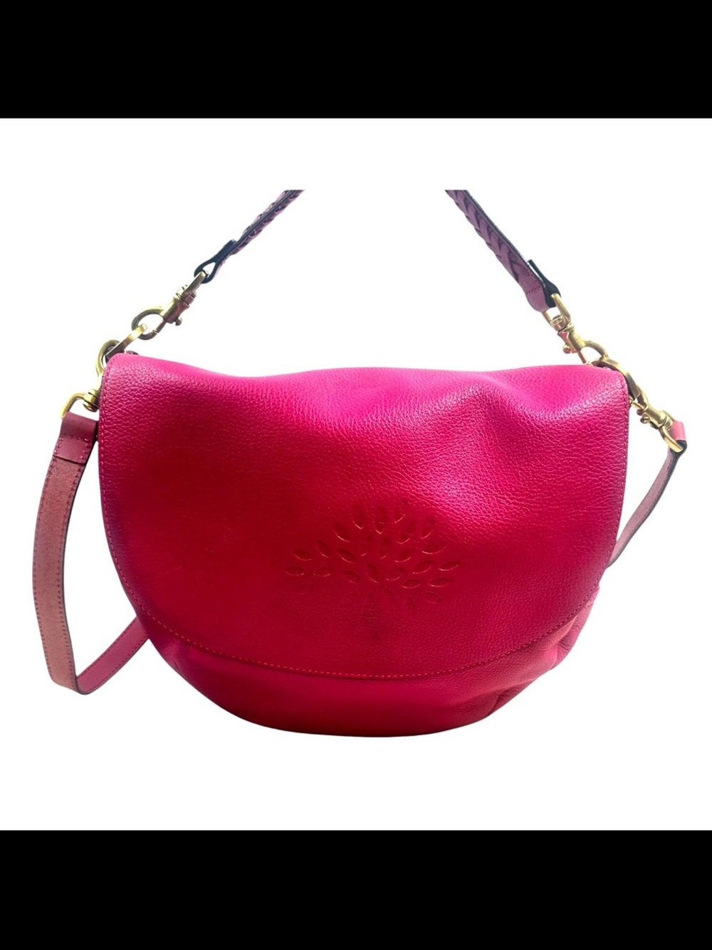 Mulberry Hot Pink Leather Shoulder Bag with Gold Hardware